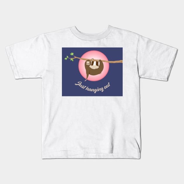 Sloth hanging out Kids T-Shirt by candhdesigns